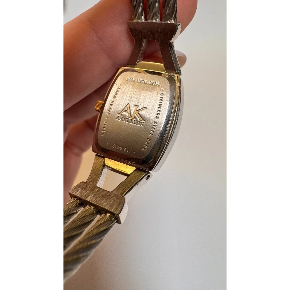 Anne‎ Klein Diamond Mother of Pearl Womens Watch Gold Tone Cable Bracelet